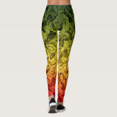 Rasta Fire Abstract Smoke Cool Groen Geel Rood Leggings (Achterkant)