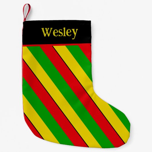 Rasta Flag Colors Striped Kleine Kerstsok (Voorkant)