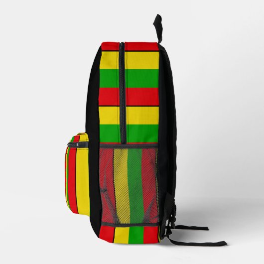 Rasta Flag Colors Striped Monogram Bedrukte Rugzak (Rechts)