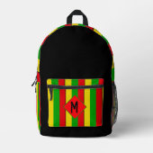 Rasta Flag Colors Striped Monogram Bedrukte Rugzak (Voorkant)
