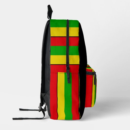 Rasta Flag Colors Striped Monogram Bedrukte Rugzak (Links)