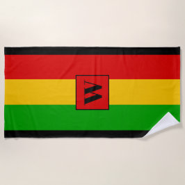 Rasta Flag Coloured Striped Monogram Reggae Strandlaken