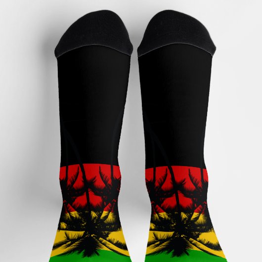 Rasta Flag Striped Tropical Palm Trees Sokken (Top)