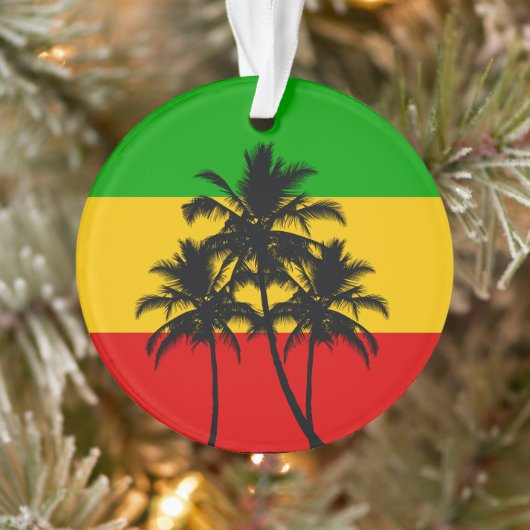 Rasta Flag Tropical Palm Trees Christmas Ornament (Boom)