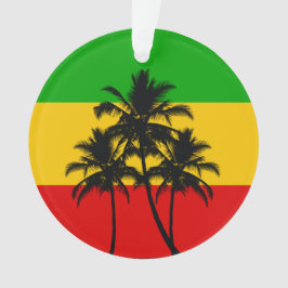 Rasta Flag Tropical Palm Trees Christmas Ornament