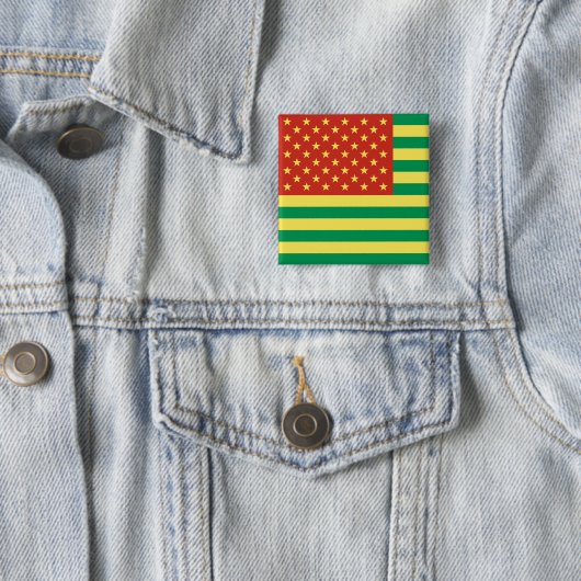 Rasta Flag US Badge Vierkante Button 5,1 Cm (In situ)