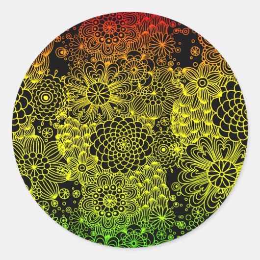 Rasta Flower Ronde Sticker (Voorkant)