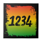 Rasta Gekleurde Adres Huisnummers Teken Tegeltje (Voorkant)