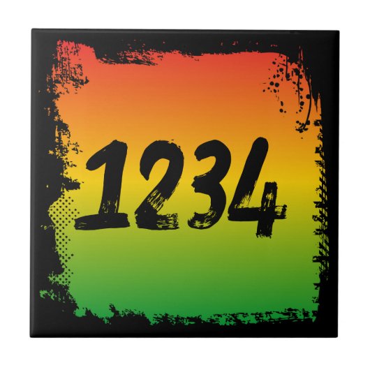 Rasta Gekleurde Adres Huisnummers Teken Tegeltje (Voorkant)