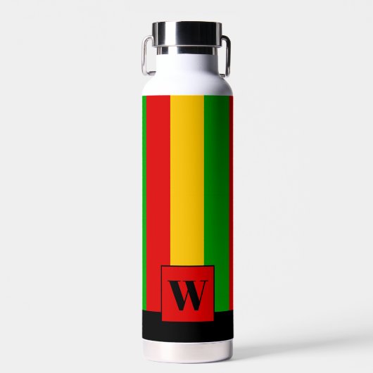 Rasta gestreepte monogram reggae waterfles (Voorkant)