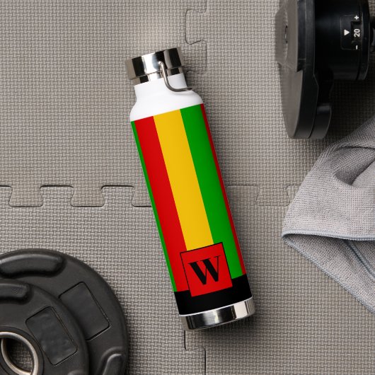 Rasta gestreepte monogram reggae waterfles (Sportschool (Gedraaid)  )