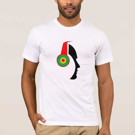 Rasta-gezichtssilhouetkoptelefoons T-shirt (Voorkant)
