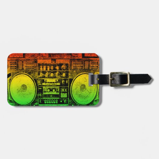 Rasta Ghetto Blaster Bagagelabel (Voorkant horizontaal)