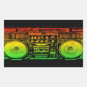 Rasta ghetto blaster rechthoekige sticker