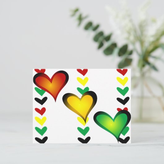 Rasta Hearts Briefkaart (Staand voorkant)