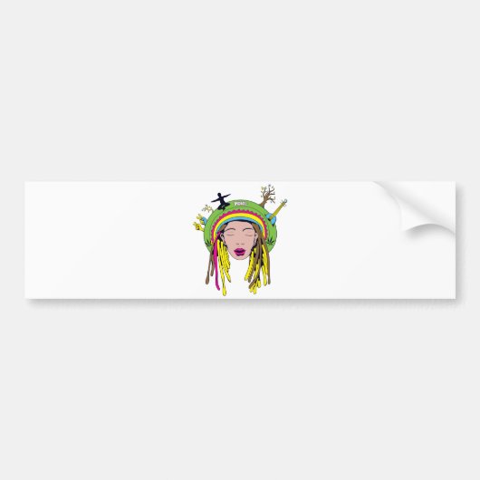rasta hippie babe bumpersticker (Voorkant)