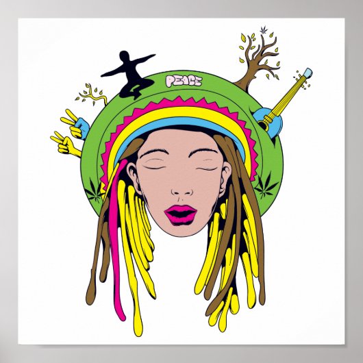 rasta hippie babe poster (Voorkant)