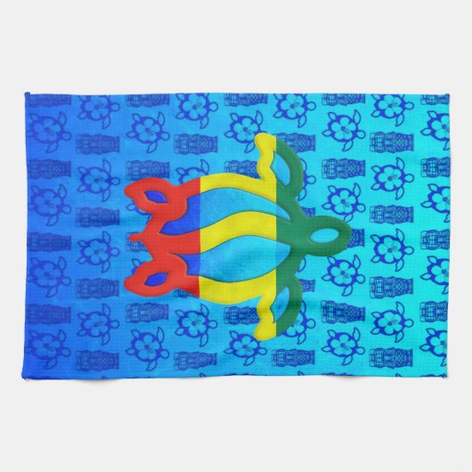Rasta Honu Blue Tiki Theedoek (Horizontaal)