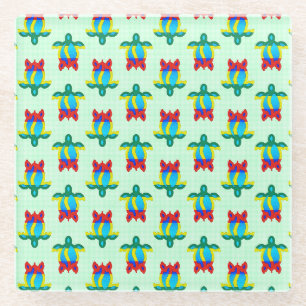 Rasta Island Colors Tribal Turtle Glazen Onderzetter