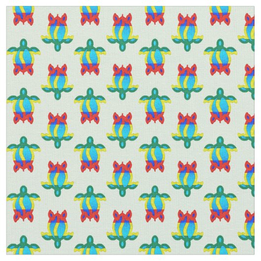 Rasta Island Colors Tribal Turtle Stof (Close Up)