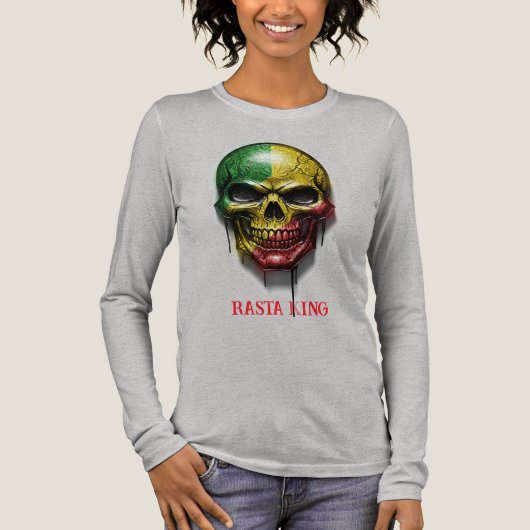 RASTA KING SKULL Tri-Blend SHIRT (Voorkant)