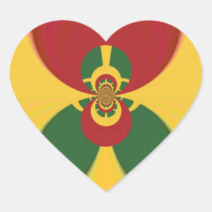 Rasta Kleuren Abstracte Art Print Hart Sticker