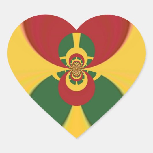 Rasta Kleuren Abstracte Art Print Hart Sticker (Voorkant)