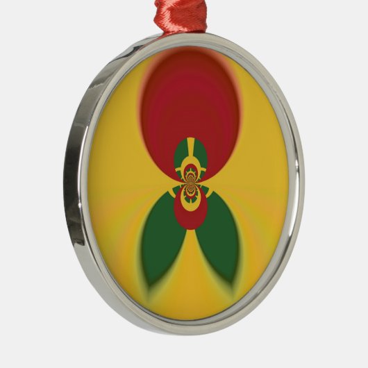 Rasta Kleuren Abstracte Art Print Metalen Ornament (Rechts)