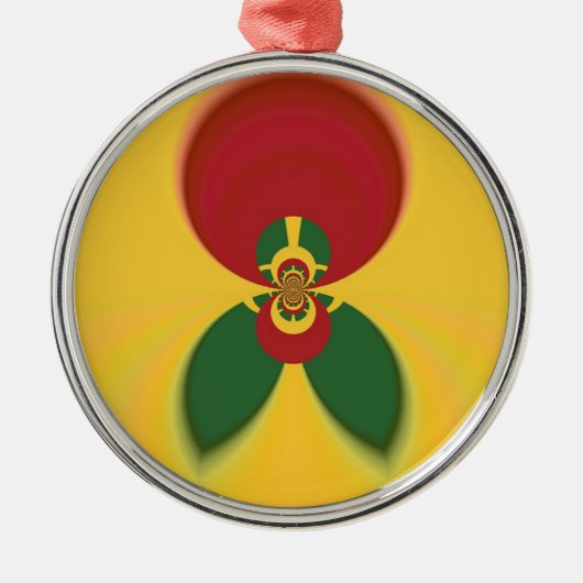 Rasta Kleuren Abstracte Art Print Metalen Ornament (Voorkant)