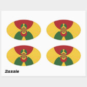 Rasta Kleuren Abstracte Art Print Ovale Sticker (Vel)