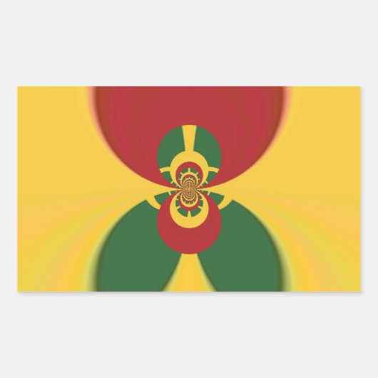 Rasta Kleuren Abstracte Art Print Rechthoekige Sticker (Voorkant)