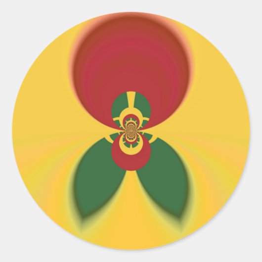 Rasta Kleuren Abstracte Art Print Ronde Sticker (Voorkant)