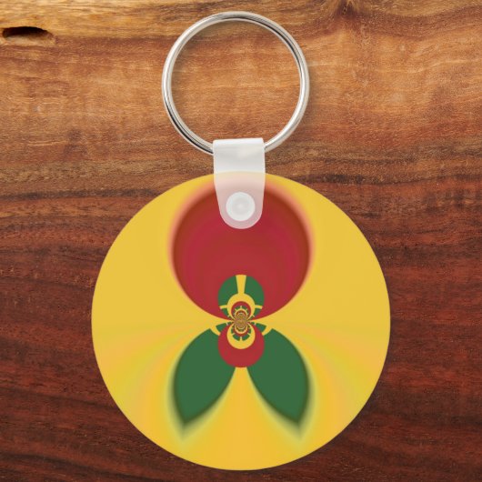 Rasta Kleuren Abstracte Art Print Sleutelhanger (Voorkant)