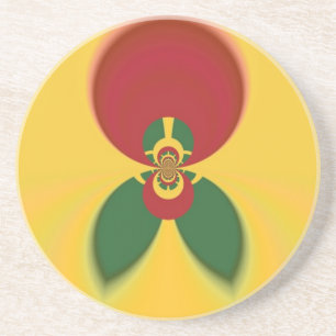 Rasta Kleuren Abstracte Art Print Zandsteen Onderzetter