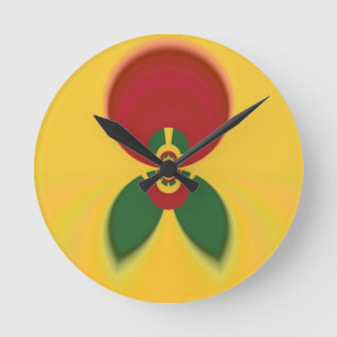 Rasta Kleuren Abstracte Kunstprint Ronde Klok