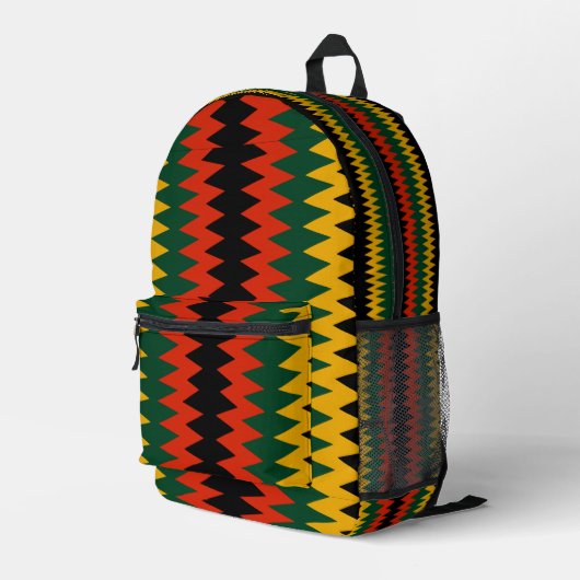Rasta Kleuren Chevron Design Bedrukte Rugzak (Achterkant Hoek Rechts)