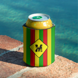 Rasta Kleuren Gestreept Monogram Bier Blikjeskoeler