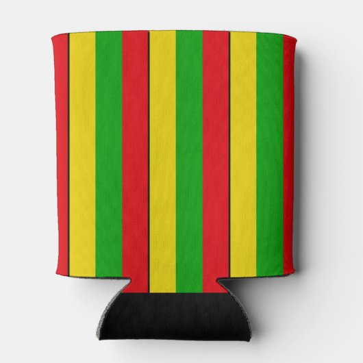 Rasta Kleuren Gestreept Monogram Bier Blikjeskoeler (Achterkant)