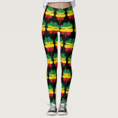 Rasta Kleuren Groen Geel Rode Klavers Leggings (Voorkant)