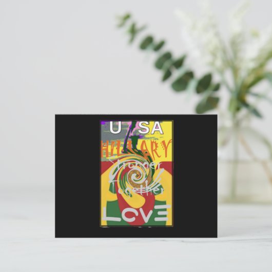 Rasta Kleuren Rood Gouden Groen Hillary Art Print Briefkaart (Staand voorkant)