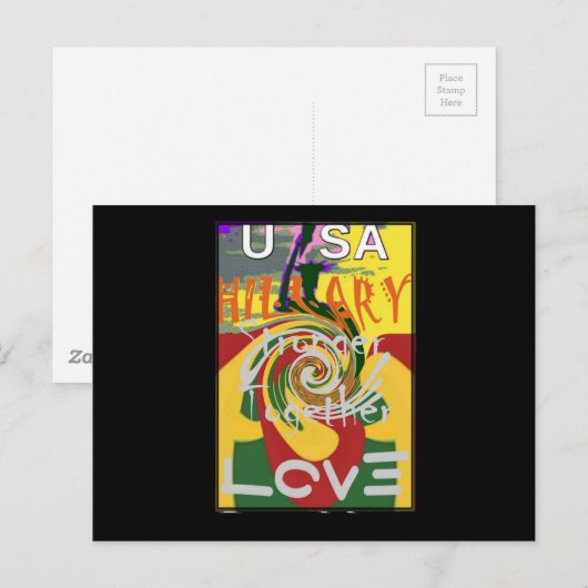 Rasta Kleuren Rood Gouden Groen Hillary Art Print Briefkaart (Voorkant / Achterkant)