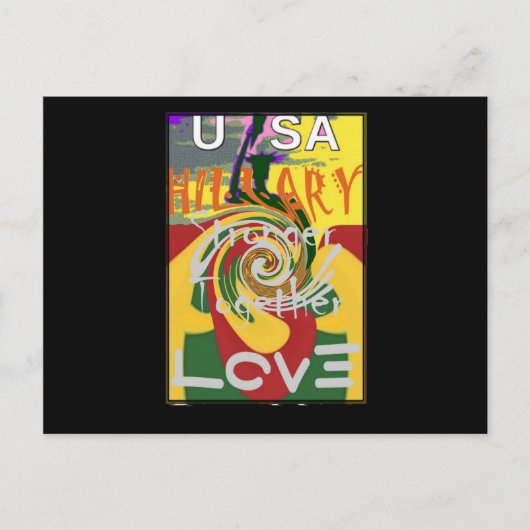 Rasta Kleuren Rood Gouden Groen Hillary Art Print Briefkaart (Voorkant)