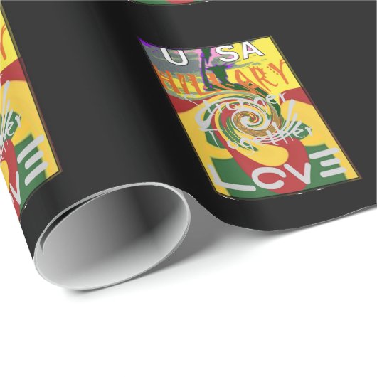 Rasta Kleuren Rood Gouden Groen Hillary Art Print Cadeaupapier (Rol Hoek)