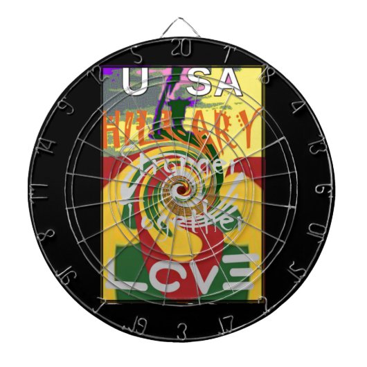 Rasta Kleuren Rood Gouden Groen Hillary Art Print Dartbord (Voorkant)
