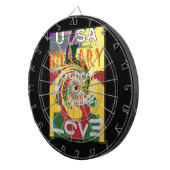 Rasta Kleuren Rood Gouden Groen Hillary Art Print Dartbord (Voorkant Rechts)