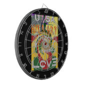 Rasta Kleuren Rood Gouden Groen Hillary Art Print Dartbord (Voorkant Links)