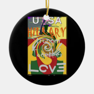 Rasta Kleuren Rood Gouden Groen Hillary Art Print Keramisch Ornament
