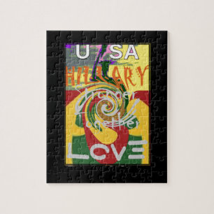 Rasta Kleuren Rood Gouden Groen Hillary Art Print Legpuzzel