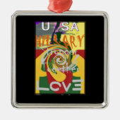 Rasta Kleuren Rood Gouden Groen Hillary Art Print Metalen Ornament (Voorkant)