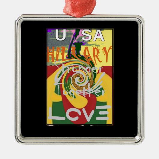 Rasta Kleuren Rood Gouden Groen Hillary Art Print Metalen Ornament (Voorkant)